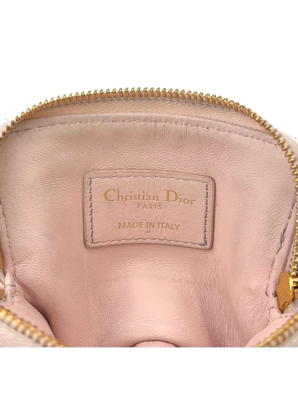 Dior Cannage Leather Light Pink Wallet Gold